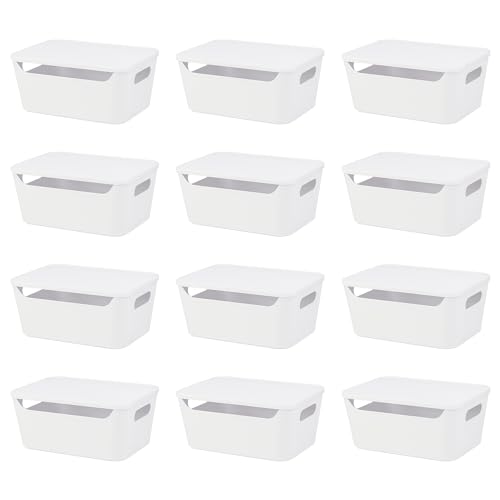 Tiawudi 12 Pack Storage Bins with Lids, Plastic Storage Containers,...