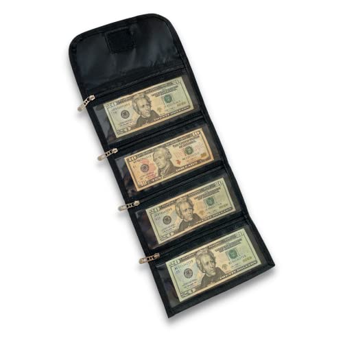 Tidy Pockets Money Wallet Organizer For Cash - With 4 Zippers - Cas...