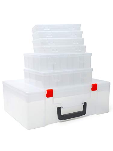 UHOUSE 7 Pack Plastic Organizer Container,Plastic Storage Box with ...