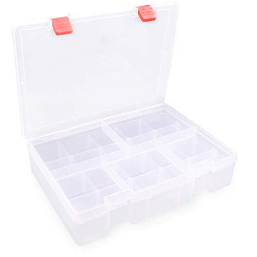 UHOUSE Plastic Organizer Container with Adjustable Dividers,Plastic...