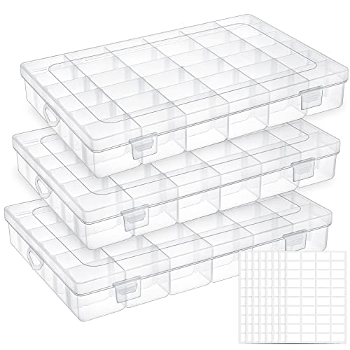 UOONY 3 Pack 36 Grids Plastic Organizer Box Craft Storage with Adju...