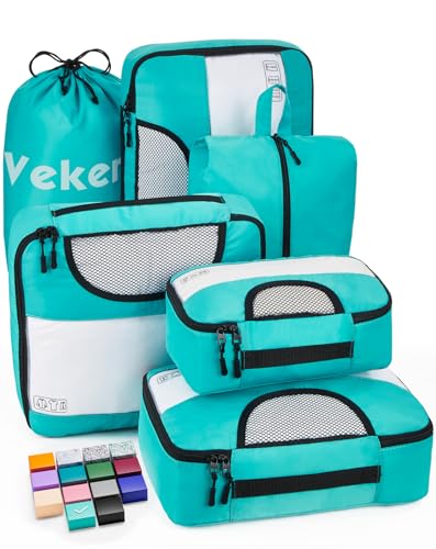 Veken 6 Set Packing Cubes for Suitcases, Travel Organizer Bags for ...
