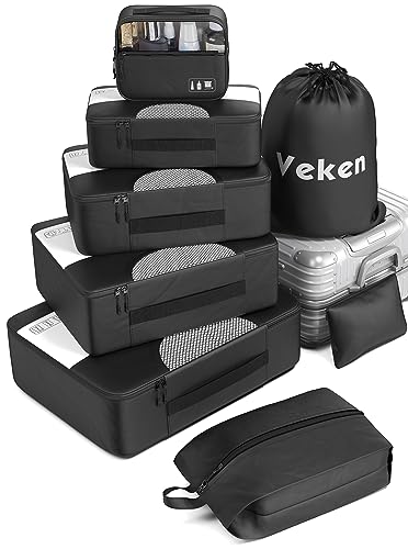 Veken 8 Set Packing Cubes for Suitcases, Travel Essentials Bag Orga...