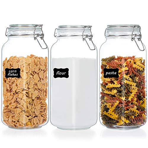 Vtopmart 78oz Glass Food Storage Jars with Airtight Clamp Lids, 3 P...