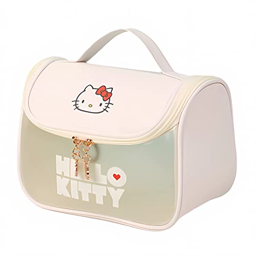 WIEEZN Cute Toiletry Bag for Women Girls, PU Leather Translucent Wa...