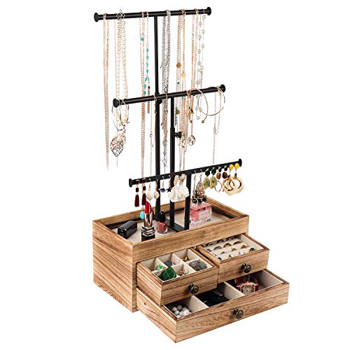 X-cosrack Jewelry Tree Stand Organizer 3 Tier Metal Jewelry Holder ...