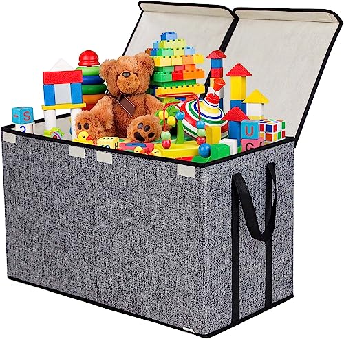 YOLOXO Large Kids Toy Box Chest Storage organizer with Double Flip-...