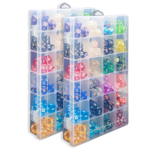 2 Pack DND Dice Storage Box Each 24 Grids Polyhedral Dice Organizer...