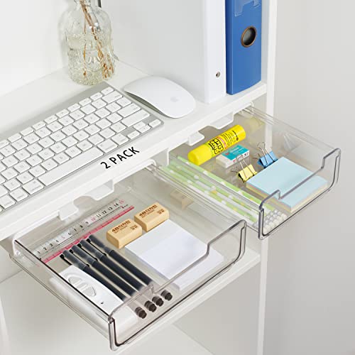 2 Pack Under Desk Drawer Slide Out - Ideal Under Desk Storage Drawe...