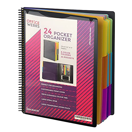 24 Pocket Spiral Project Organizer with 12 Dividers, Fits 8.5  X 11...