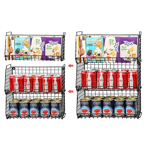 3 Pack Stackable Snack Organizer Wall Mount Hanging Pantry Househol...