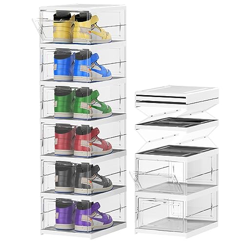ALL-IN-ONE 6-Tier Shoe Organizer Boxes, Extra Thick & Strong Clear ...
