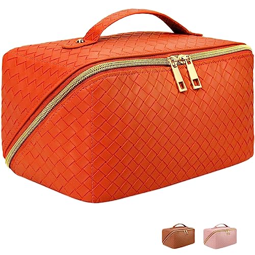 AURUZA Travel Cosmetic Bag,Large Capacity Makeup Bag With Handle an...