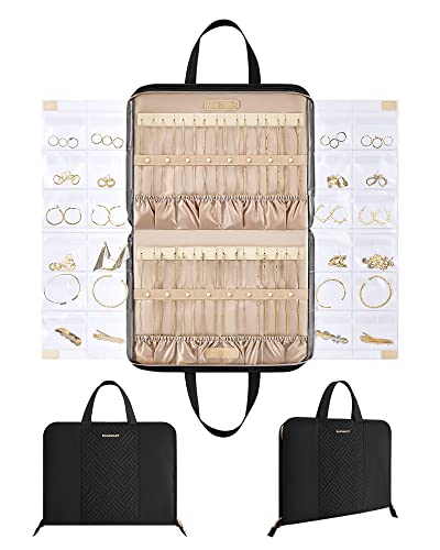 BAGSMART Travel Jewelry Organizer Case Portable Jewelry Roll Bag Ta...
