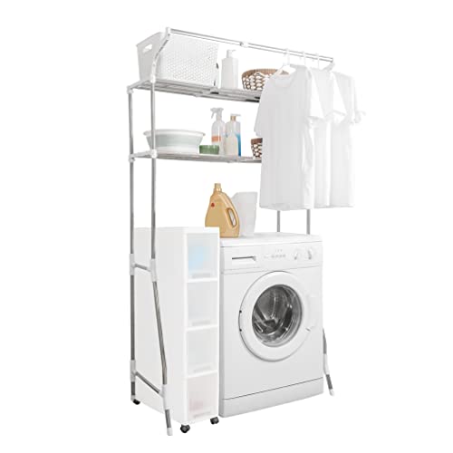 BAOYOUNI 2-Tier Laundry Room Shelf Over Washing Machine Storage Uti...