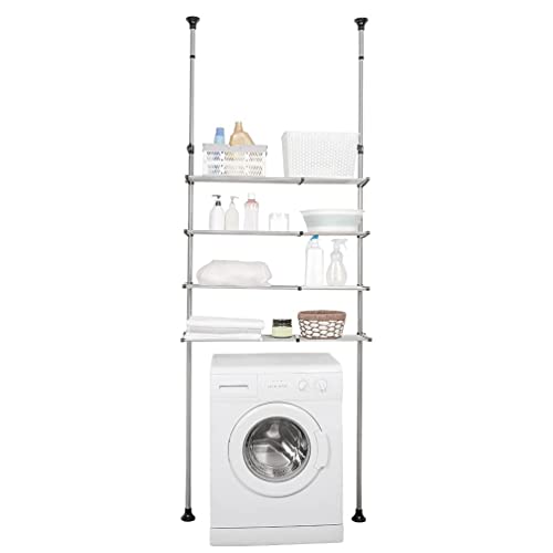 BAOYOUNI 4-Tier Expandable Laundry Shelf Over Toilet Washer Dryer S...