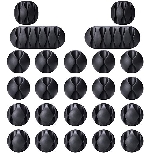 Cable Clips, OHill 24 Pack Black Self Adhesive Cord Holder, Ideal C...