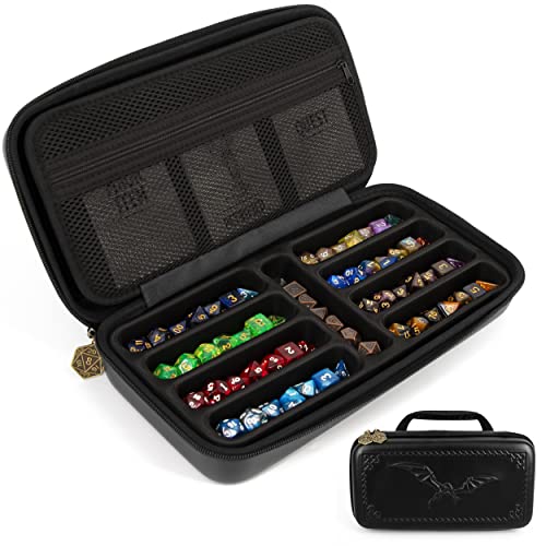 CASEMATIX Dice Box and Card Case for 9 Sets of RPG Dice, Spell Card...