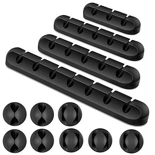 COOCAT Cable Clips Black, 12 Packs Cable Holders for Desk, Self Adh...
