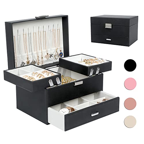 Dajasan Jewelry Boxes for Women Girls, Jewelry Organizer Box, 3 Lay...