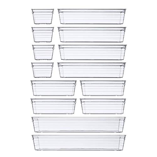 DCA 14 PCS Clear Plastic Drawer Organizer Tray for Makeup, Kitchen ...