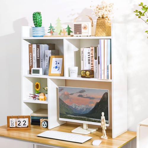 deli Desktop Shelf, Desk Hutch with 5 Shelves for Computer Desk, De...
