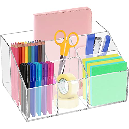 Dicunoy Acrylic Desk Organizer, Clear Stationary Pen Holder for Sch...
