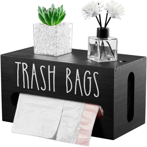 DRASTAR Trash Bag Dispenser, Trash Bag Organizer Wall Mount, Wooden...