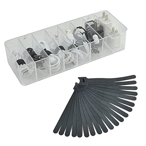 Electronics Organizer 8 Sections Clear Acrylic Cable Storage Bin Bo...