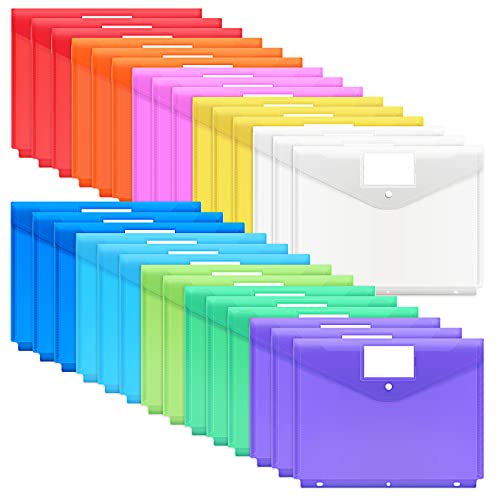 EOOUT 30pcs Binder Folders, Binder Pocket for 3 Ring, 10 Colors Bin...