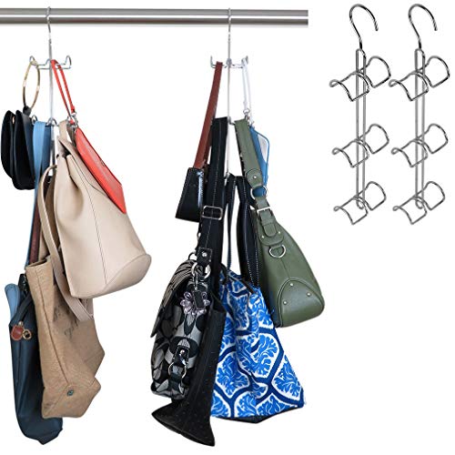 Evelots 2 Pack Hanging Purse Handbag Organizer-Over The Closet Rod-...