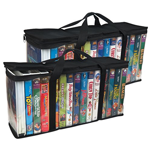 Evelots 2 Pack VHS Storage Bag-Movie Organizer-Video Tape-Handles-H...