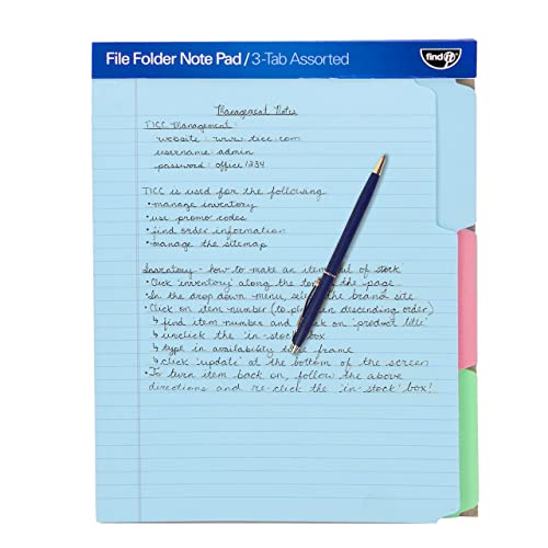 Find It File Folder Notepad - Pack of 36-9.5 x 12.5 Inch Notebook O...