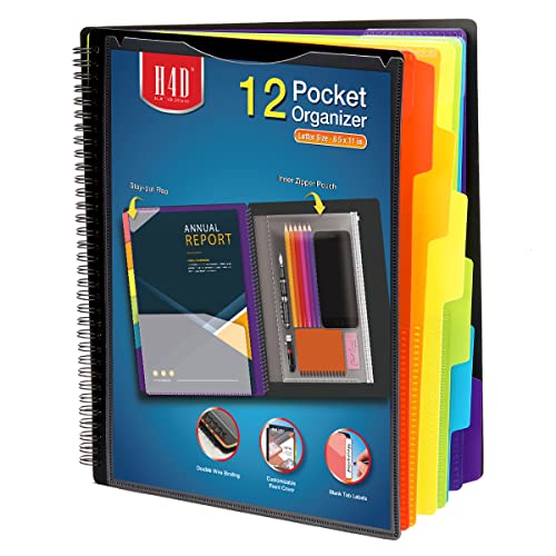 H4D 12 Pocket Poly Project Organizer, Spiral Multi Pocket Folder Or...