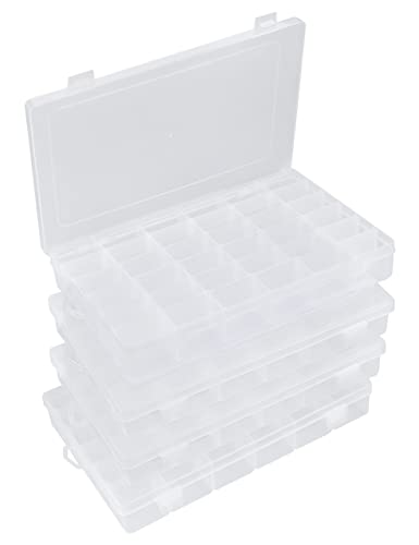 Hlotmeky Bead Organizer 36 Grids 4 Pack Clear Plastic Parts Organiz...