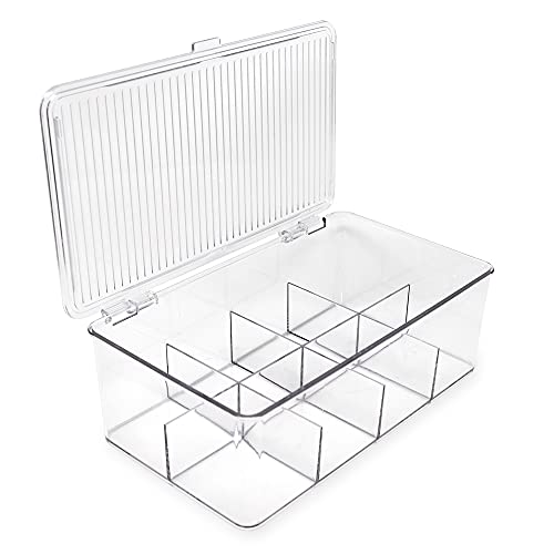 Isaac Jacobs Divided Clear Plastic Organizer (10.75” x 6.5” x 3...