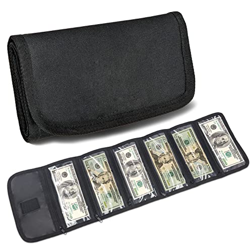 Money Wallet, Organizer for Cash with 6 Zippered Pocket Multipack P...