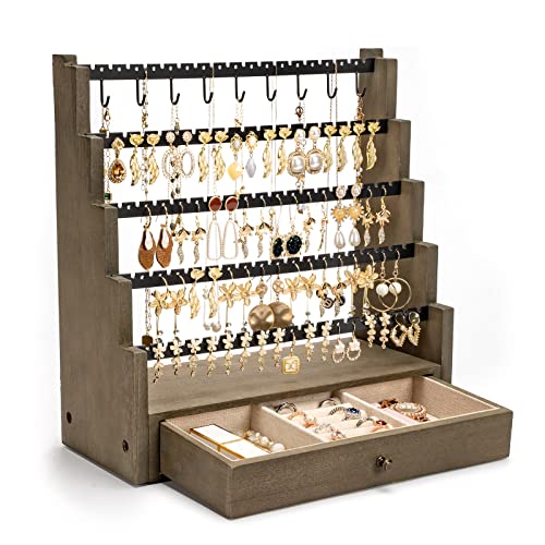 Pinzoveco Earring Organizer, 5 Layer Earring Holder Organizer with ...