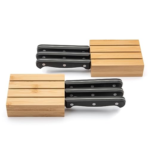 Premium Bamboo Knife Block Inserts – 2 Pack – Compatible with P...