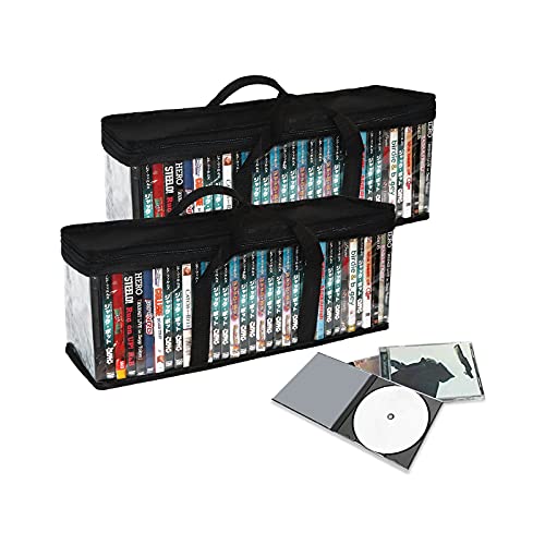 QTART DVD Storage Case DVD Storage Bag Hold up to 80 CDs Vhs Blu-Ra...