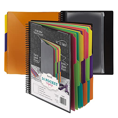 Samsill 24 Pocket Spiral Project Folders with Pockets,12 Dividers, ...
