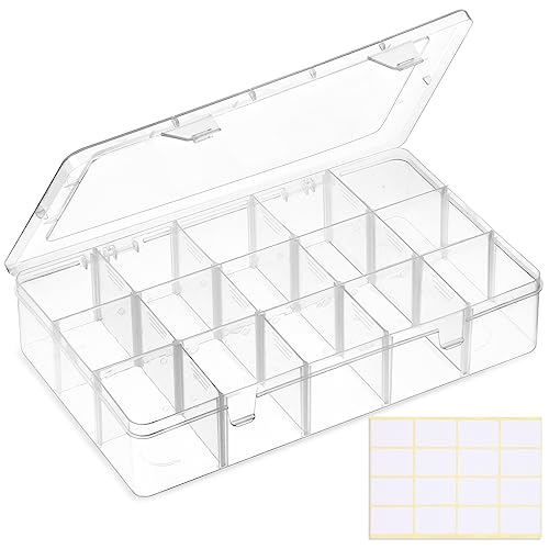 SGHUO 2 Pack 15 Girds Clear Plastic Organizer Box Storage for Washi...
