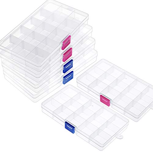 SGHUO Jewelry Organizer Box, 6 Pack 15-Grid Storage Boxes with Remo...