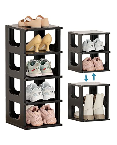 Shoe Organizer Rack for Small Spaces 5 Tier Plastic Vertical Narrow...