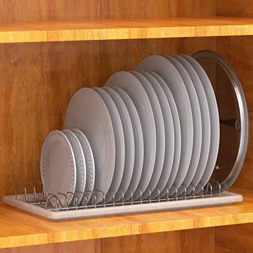Simple Houseware Plate Drying Rack with Drainboard, Chrome...