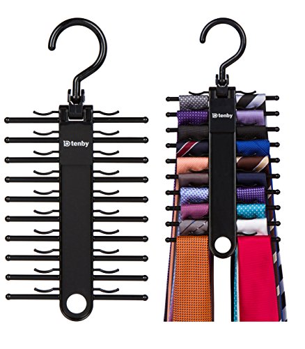 Tenby Living 2-Pack Black Tie Rack, Organizer, Hanger, Holder - Aff...