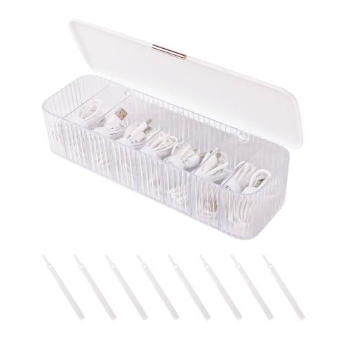 Tonxus Plastic Cable Management Box with 8 Wire Ties,Clear Power Co...