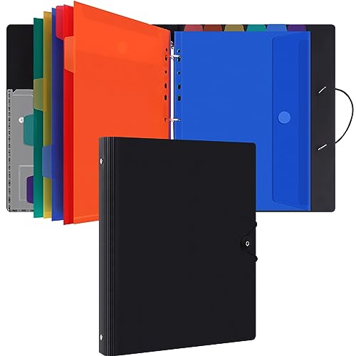 Uquelic 3 Ring Binder with 12 Binder Pocket Folders, Letter Size, C...