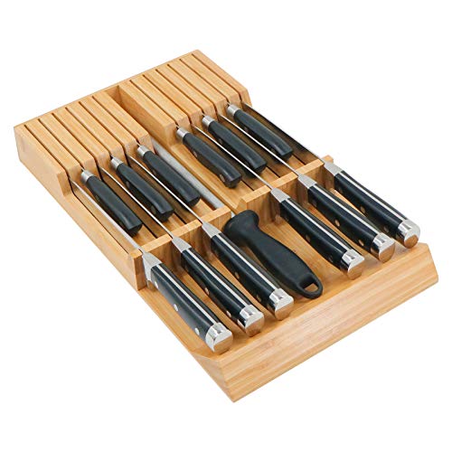 Utoplike in-Drawer Knife Block Bamboo Kitchen Knife Drawer Organize...
