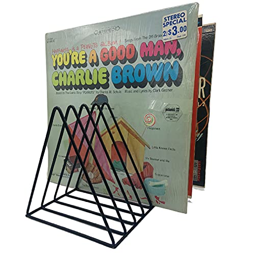 Vinyl Record Storage Holder Stand - Premium Triangle Metal Wire Mag...